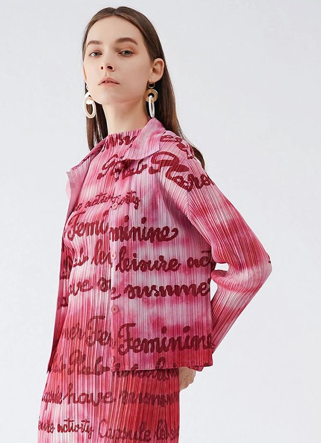 Pleated Typography Shirt
